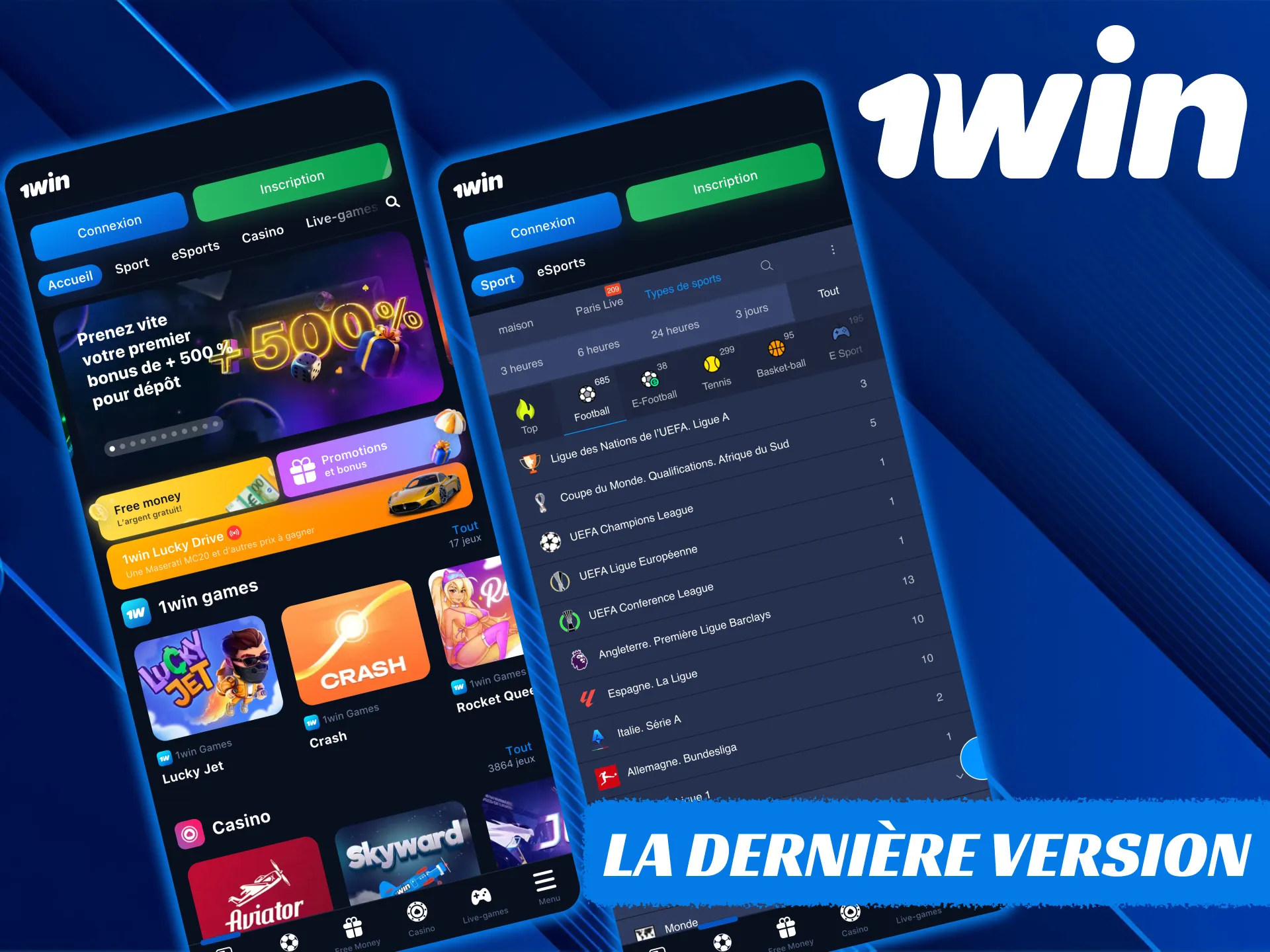 L'application 1Win est régulièrement mise à jour.