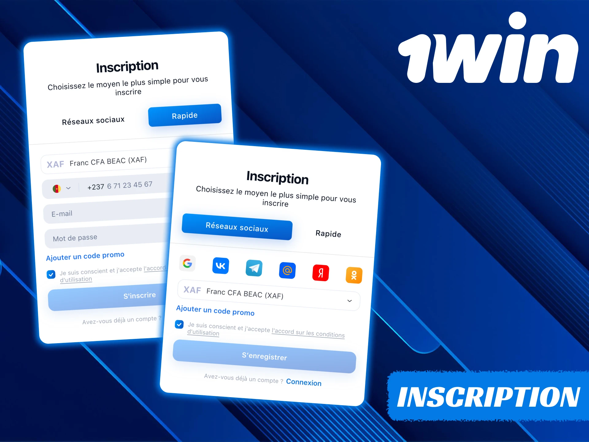 Suivez les étapes pour créer un compte personnel sur 1Win.