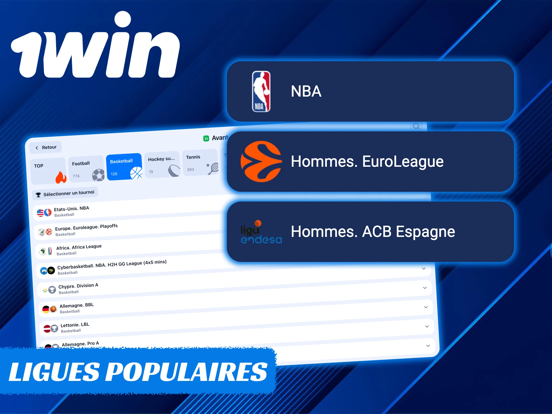 Pariez sur les championnats de basket-ball les plus populaires sur 1Win.