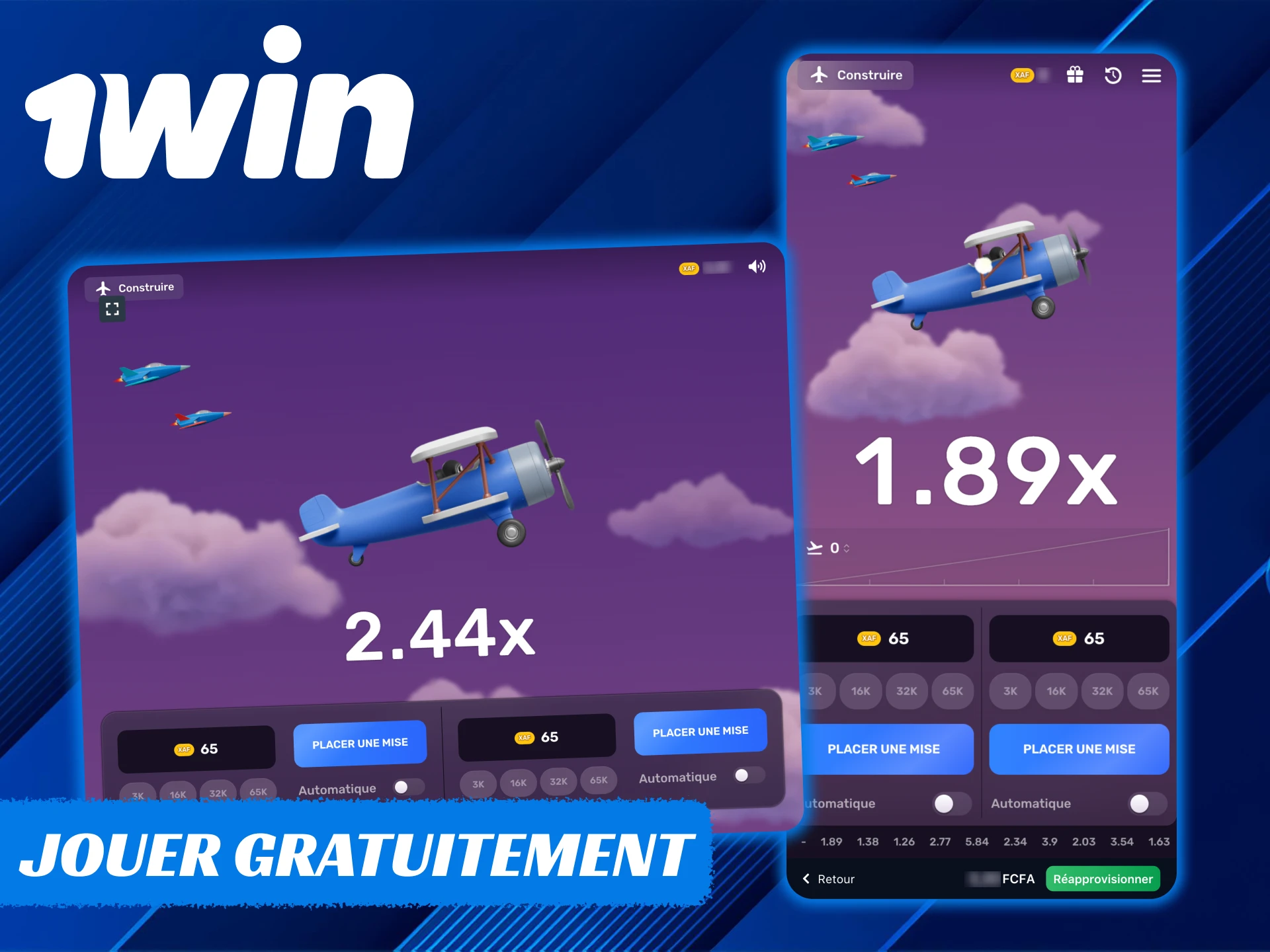 1Win propose un mode démo pour la plupart des jeux.