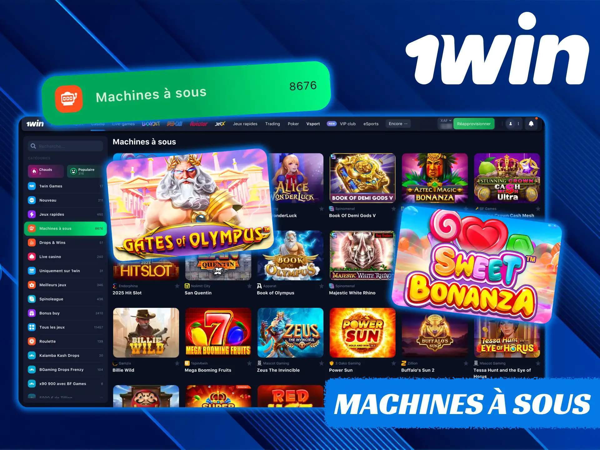 Les machines à sous sont le cœur de 1Win Casino.
