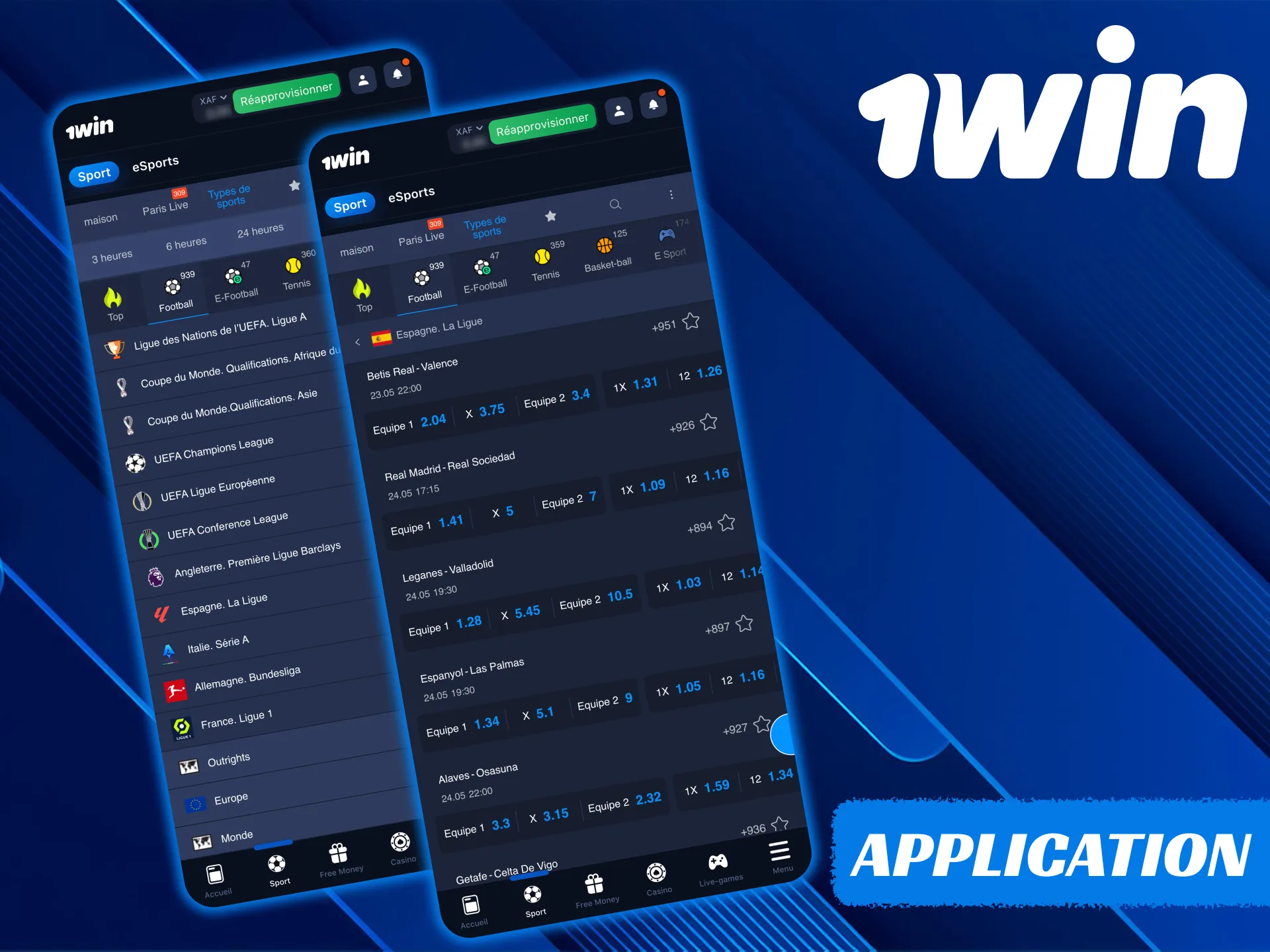 1Win propose l'application officielle pour les paris sur le football.