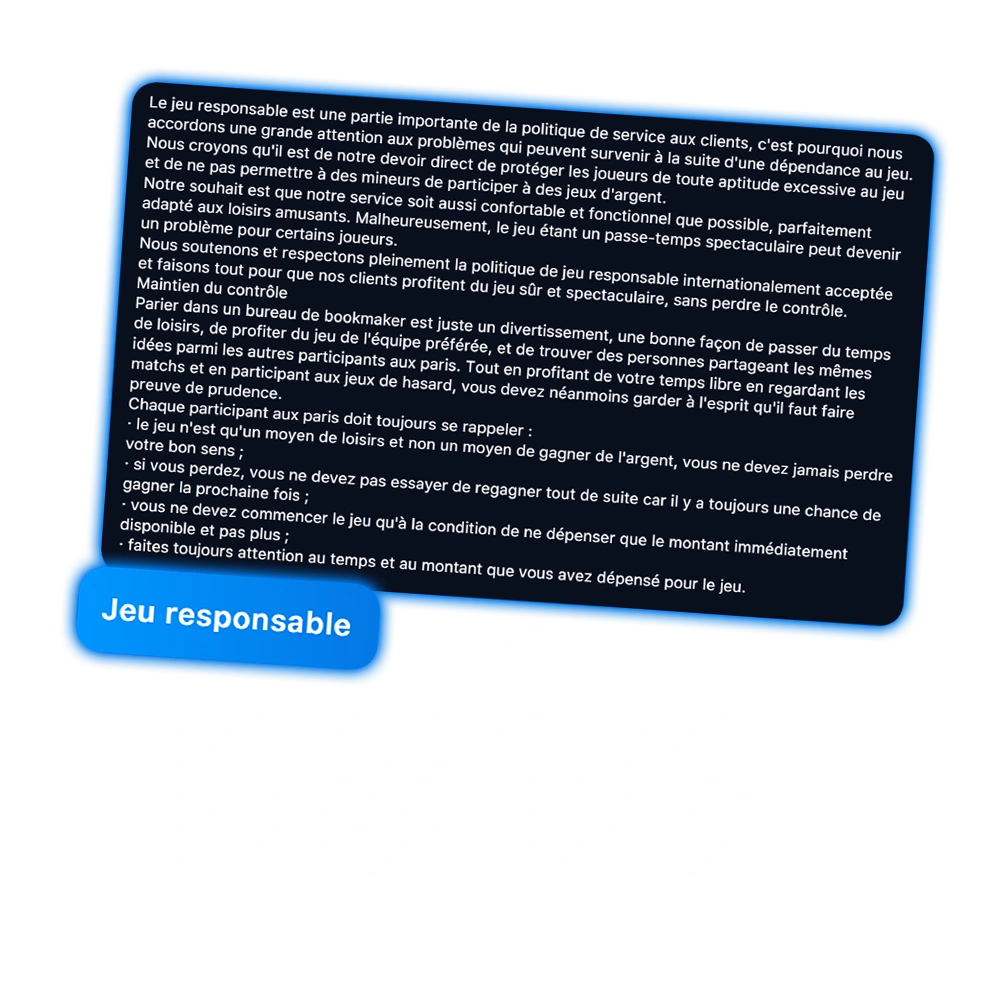 1Win adhère au principe du jeu responsable.