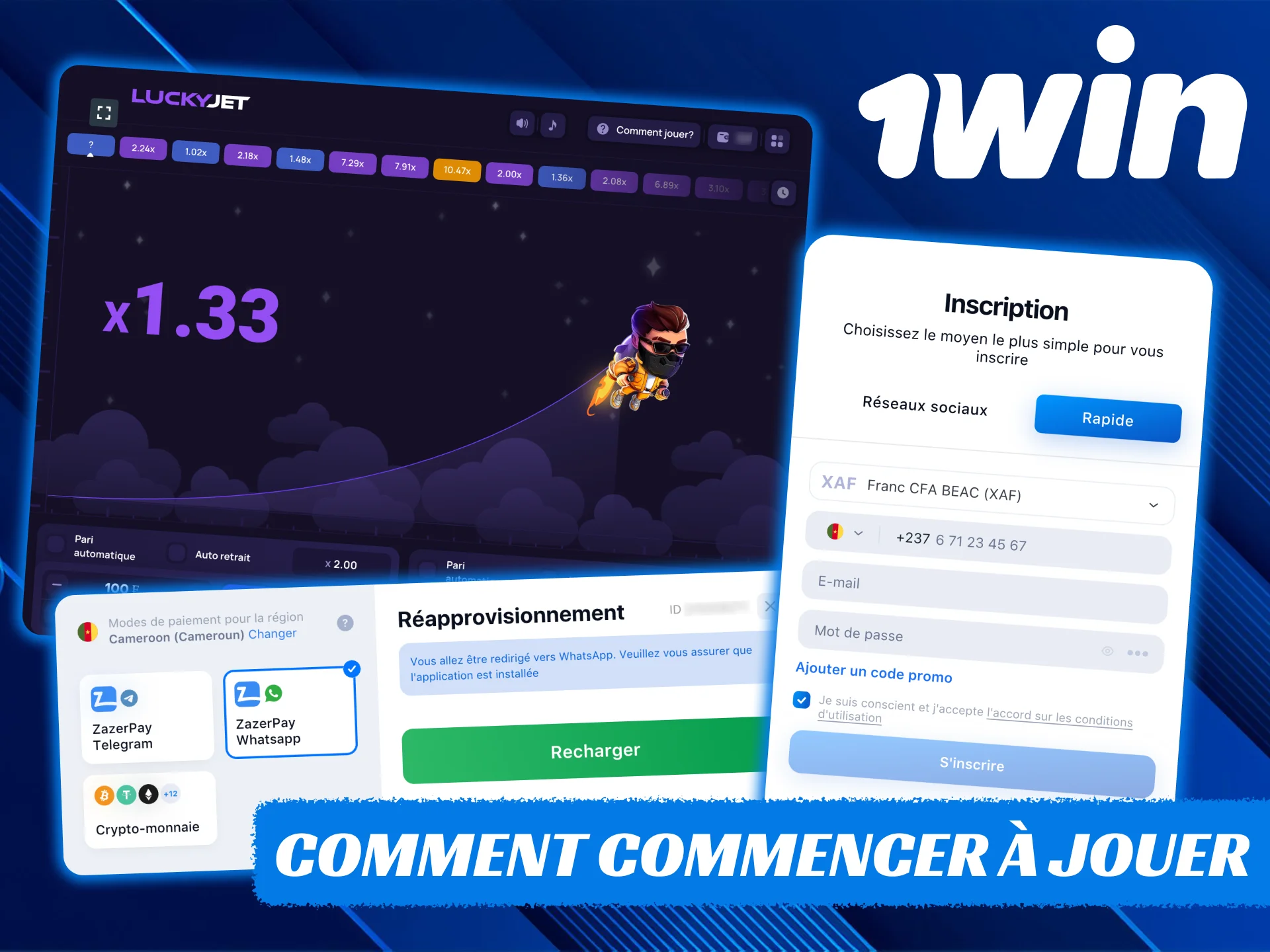 Commencer à jouer à 1Win Lucky Jet est facile.