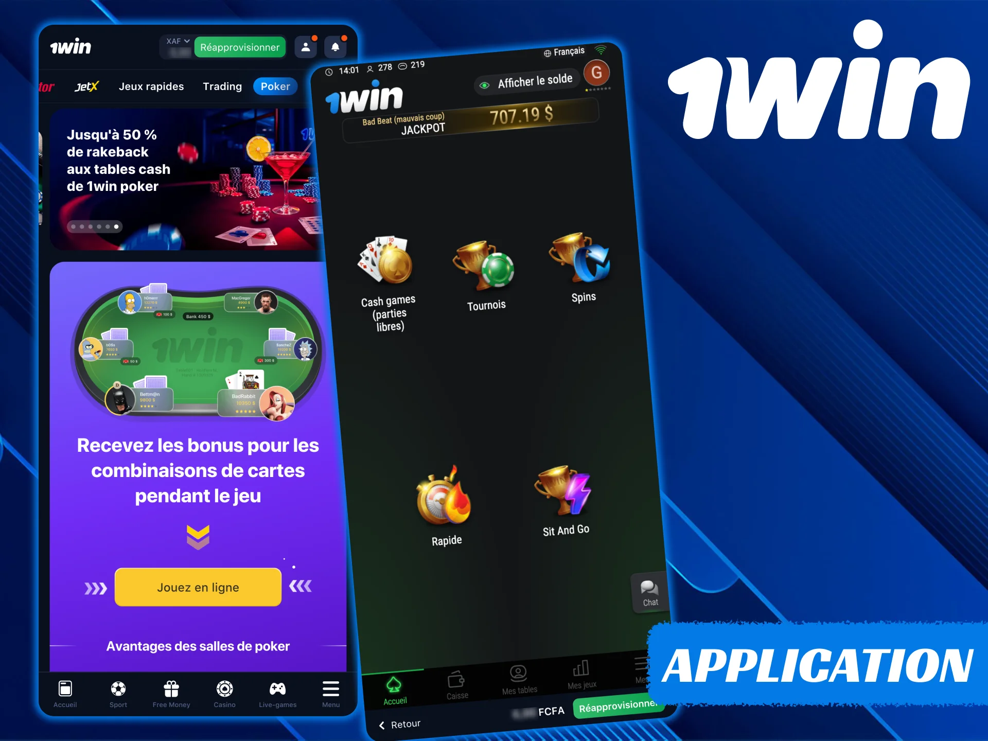 1Win Poker propose une application pour Android et iOS.