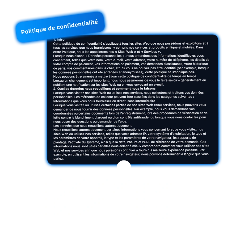 Vous pouvez consulter la politique de confidentialité de 1Win ici.