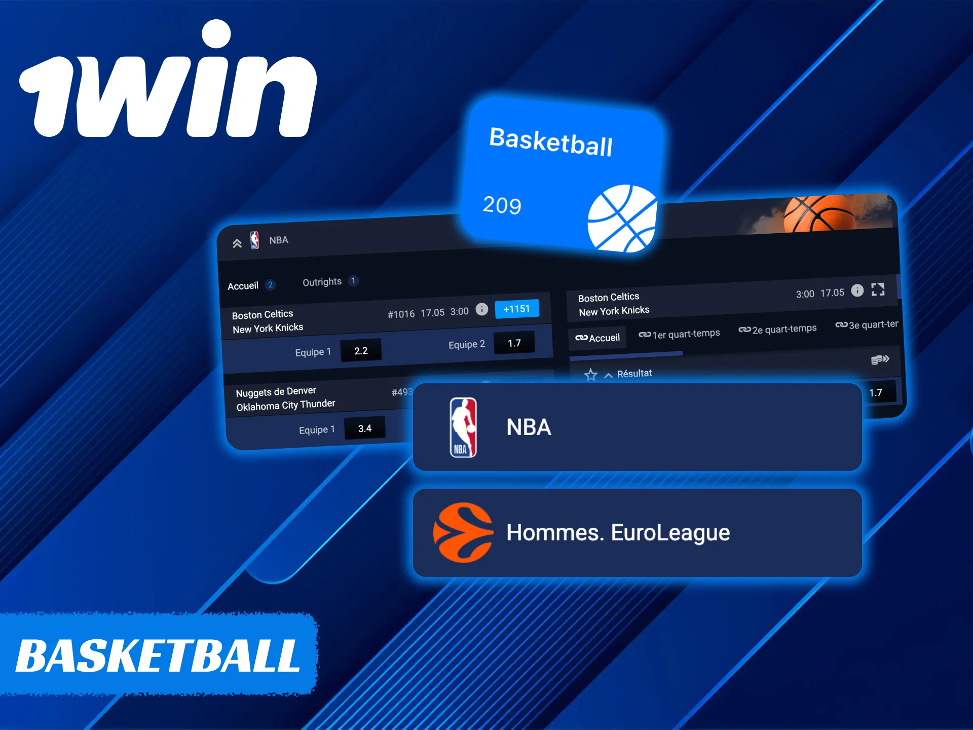 Pariez sur le basket-ball avec la plateforme de paris 1Win.