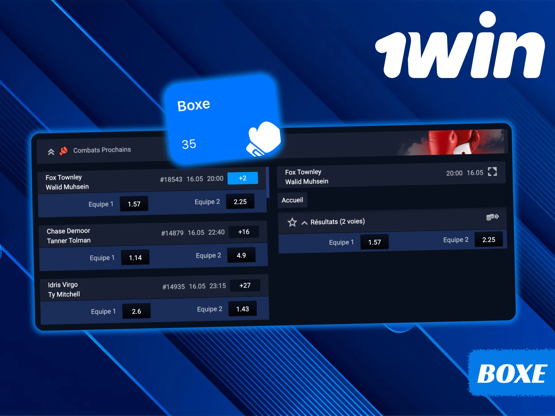 Parier sur la boxe est facile sur la plateforme 1Win.