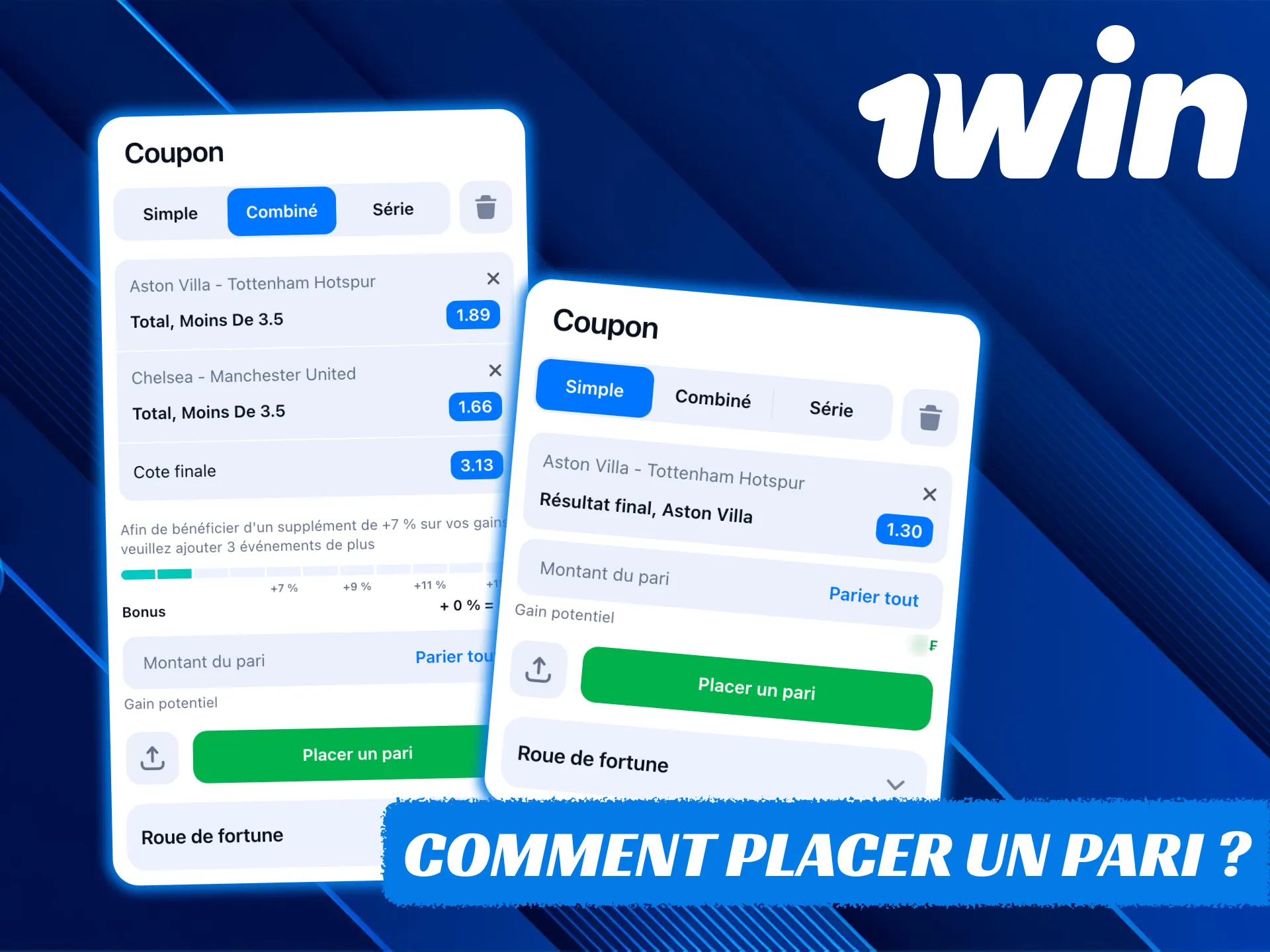 1Win dispose d'une interface simple pour placer des paris.
