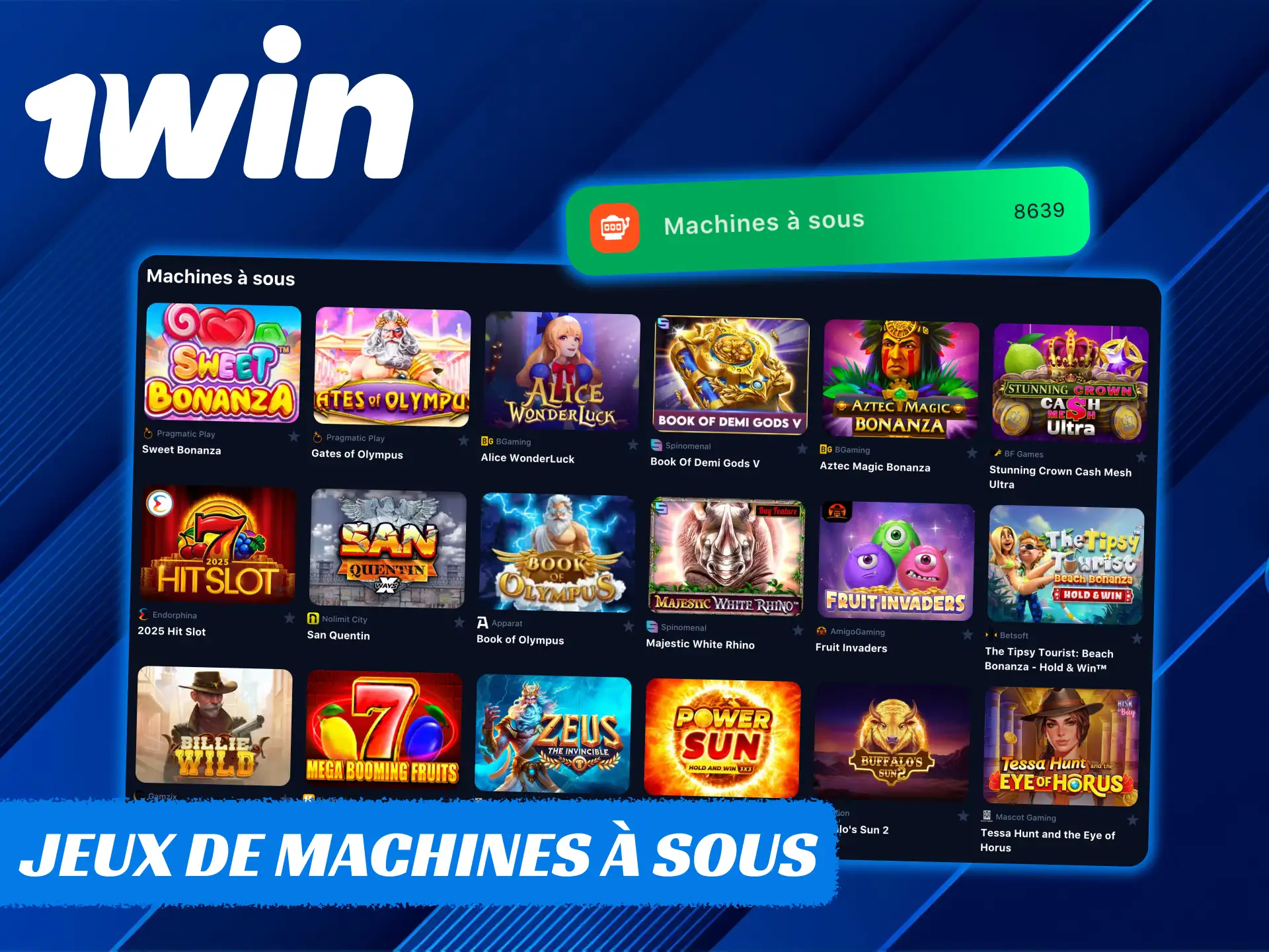Jouez aux machines à sous 1Win et gagnez d'énormes prix.
