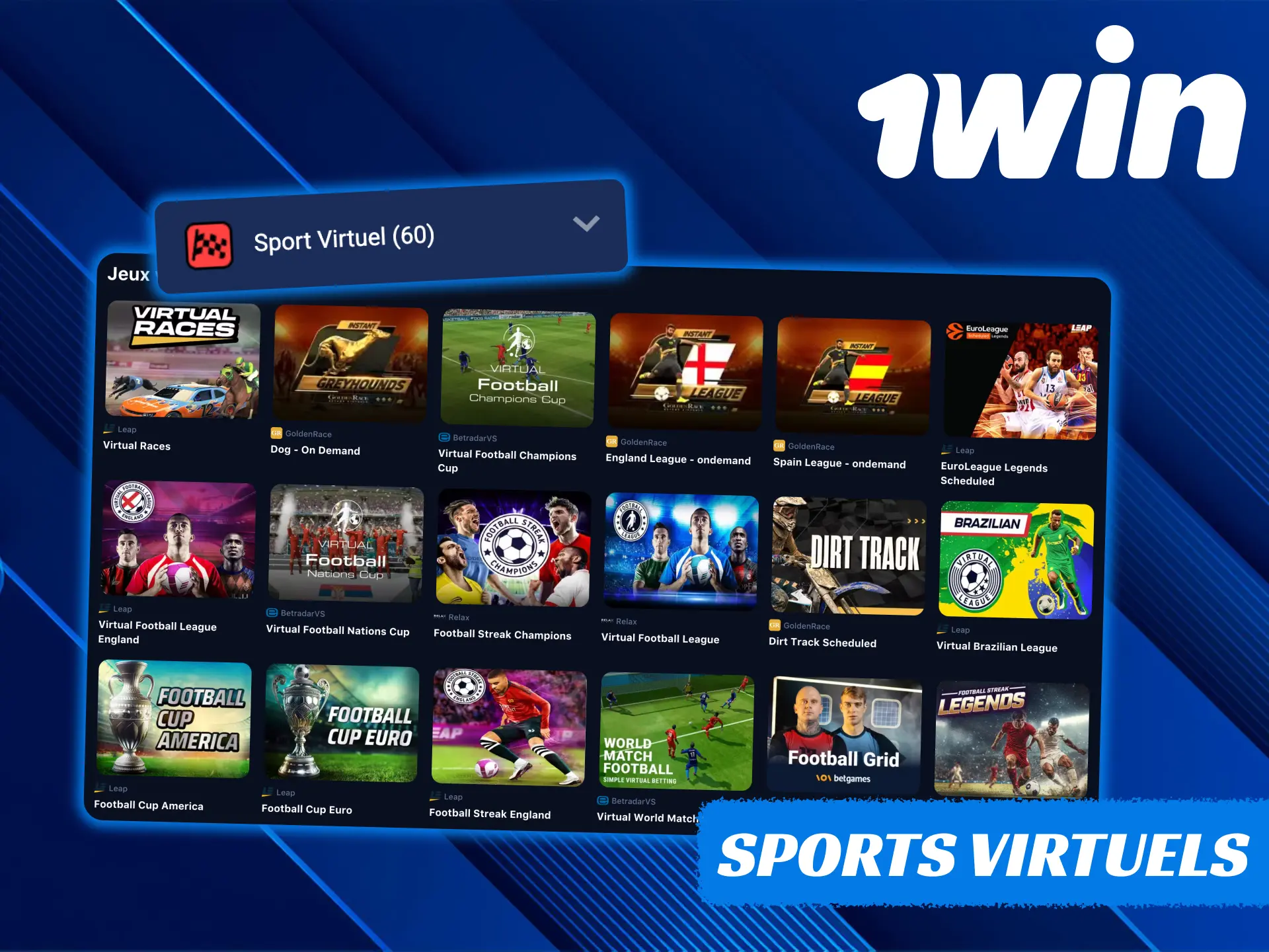 Vous pouvez parier sur des sports virtuels avec 1Win.