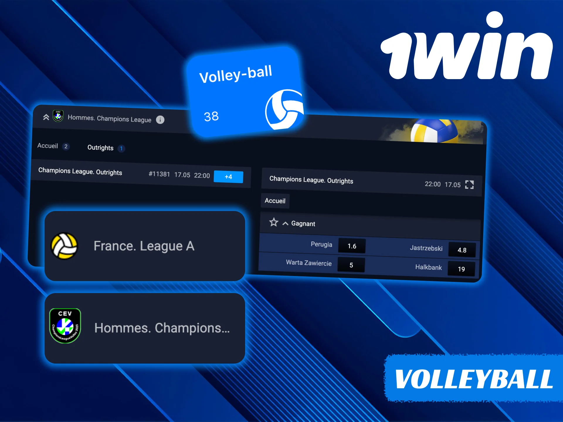 Le volley-ball est une excellente option de pari chez 1Win.