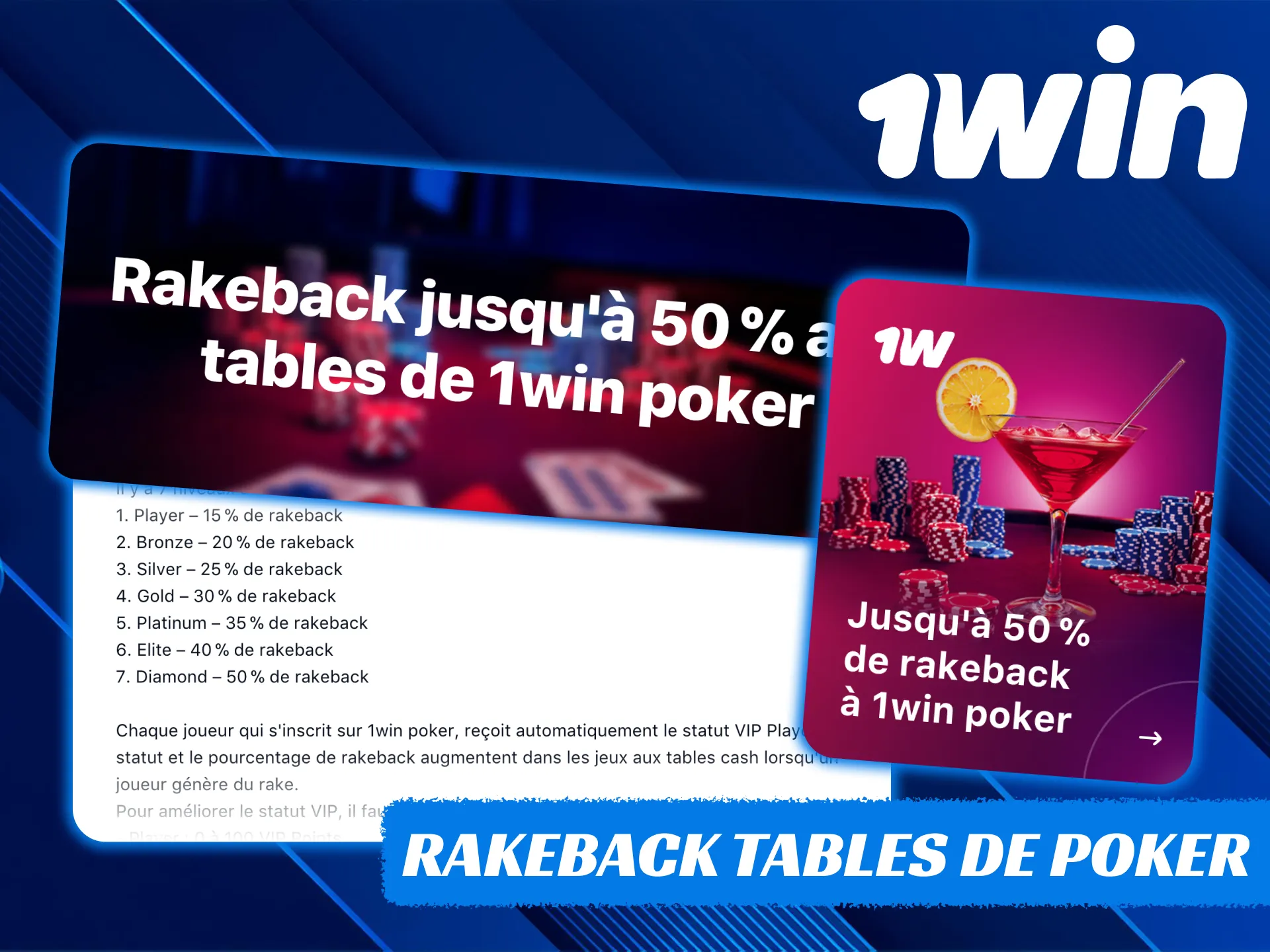 Recevez un rakeback tous les lundis sur 1Win.