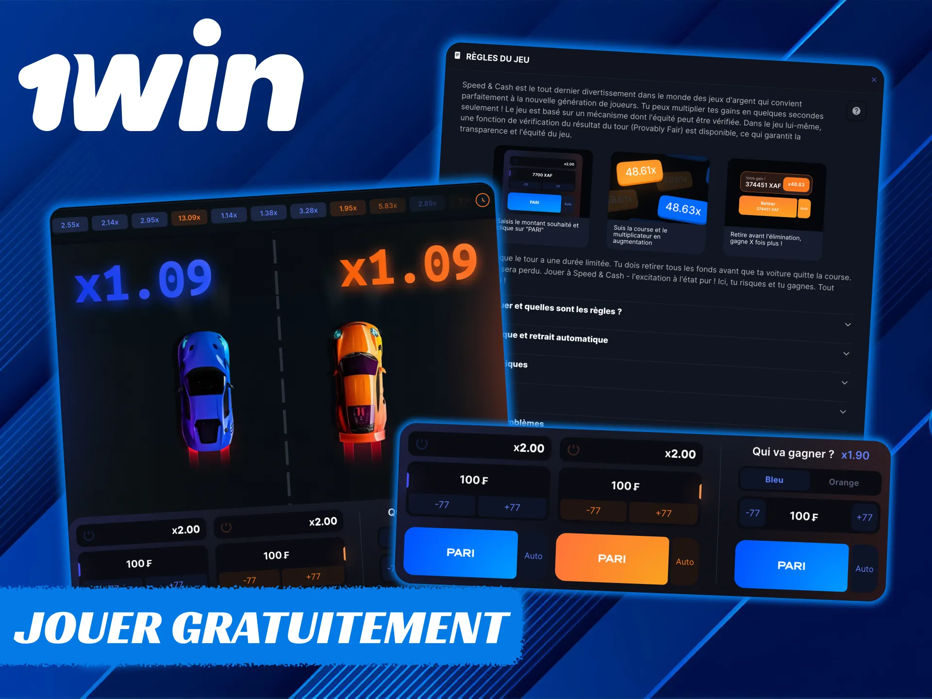 Vous pouvez jouer gratuitement à Speed-n-Cash 1Win en mode démo.