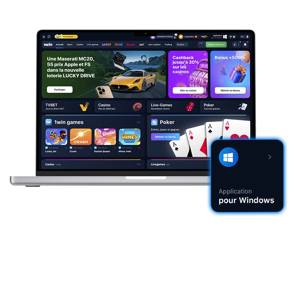 1Win a développé une application PC pratique.
